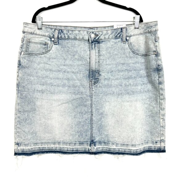 NWT Time & Tru Jean Skirt Released Frayed Hem Denim 20 2X mc - Picture 1 of 4
